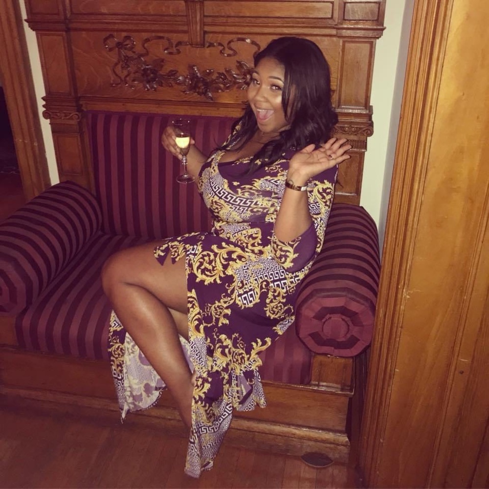 Fashion Nova Burgundy and Gold Maxi Dress